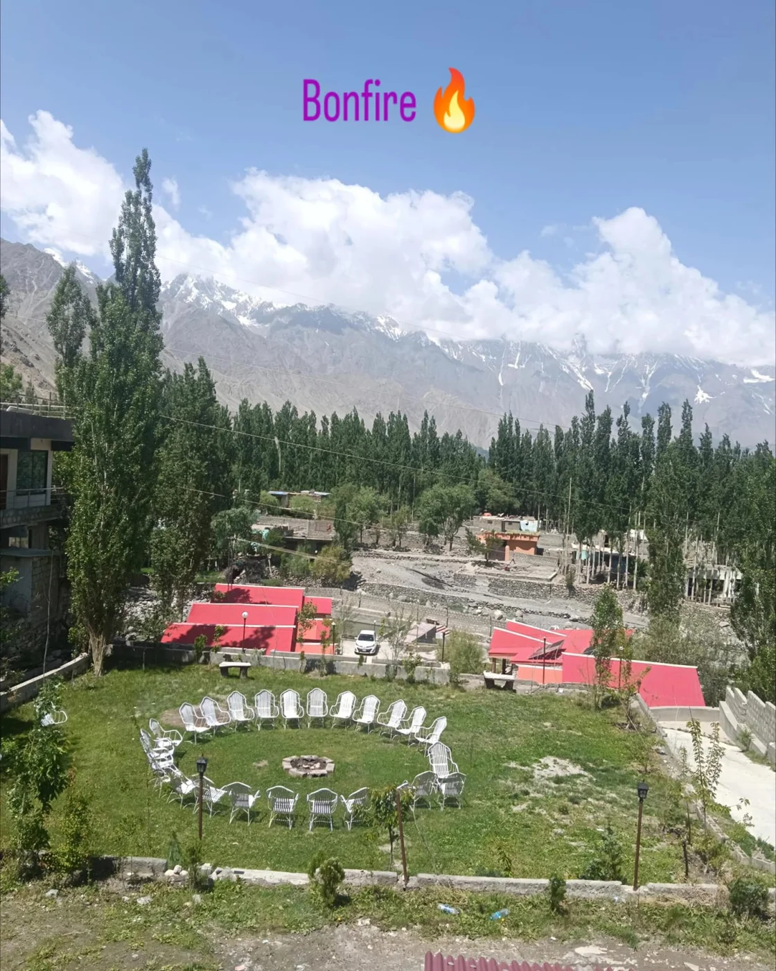 Green grounds and mountain scenery at the hotel